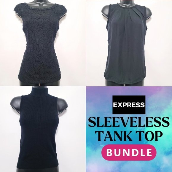[BUNDLE] 3 Pieces EXPRESS Brand Sleeveless Tank Top with Freebies [S-M] - Picture 1 of 6